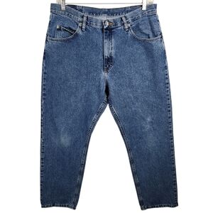 Wrangler Men 36x30 Blue Denim Straight Leg Workwear Cotton Relaxed Jeans 97601VR